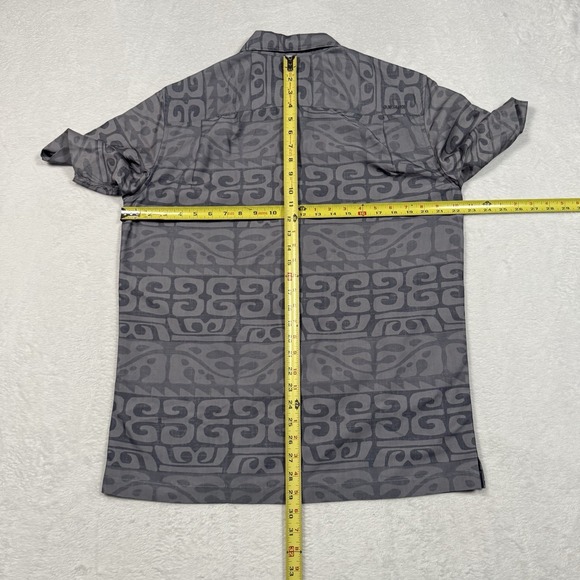 Quick Silver Waterman Collection Shirt Mens Medium Gray All‎ Over Print Camp - Picture 6 of 9